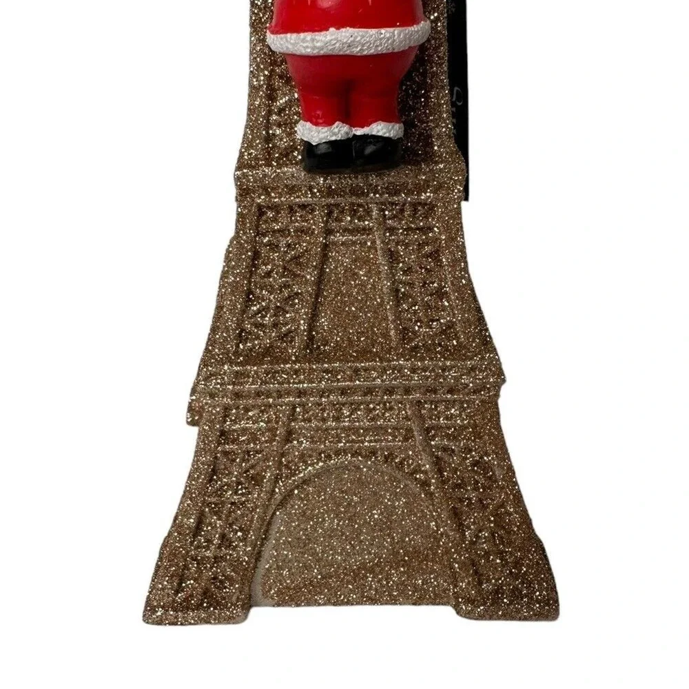 NEW Lux Living Gold Glitter Santa Eiffel Tower Paris Christmas Soap Dispenser 8